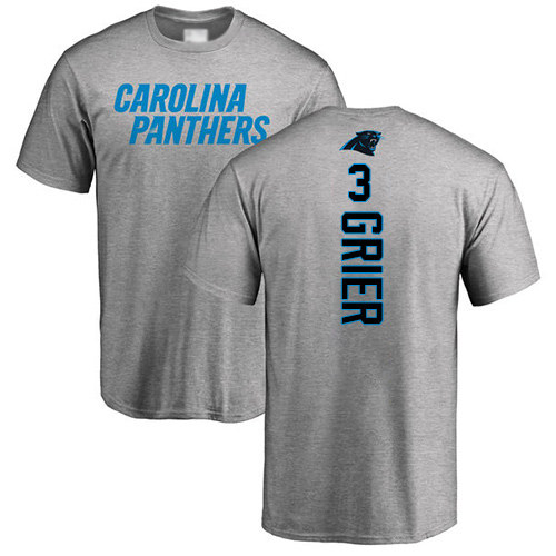 Carolina Panthers Men Ash Will Grier Backer NFL Football #3 T Shirt->nfl t-shirts->Sports Accessory